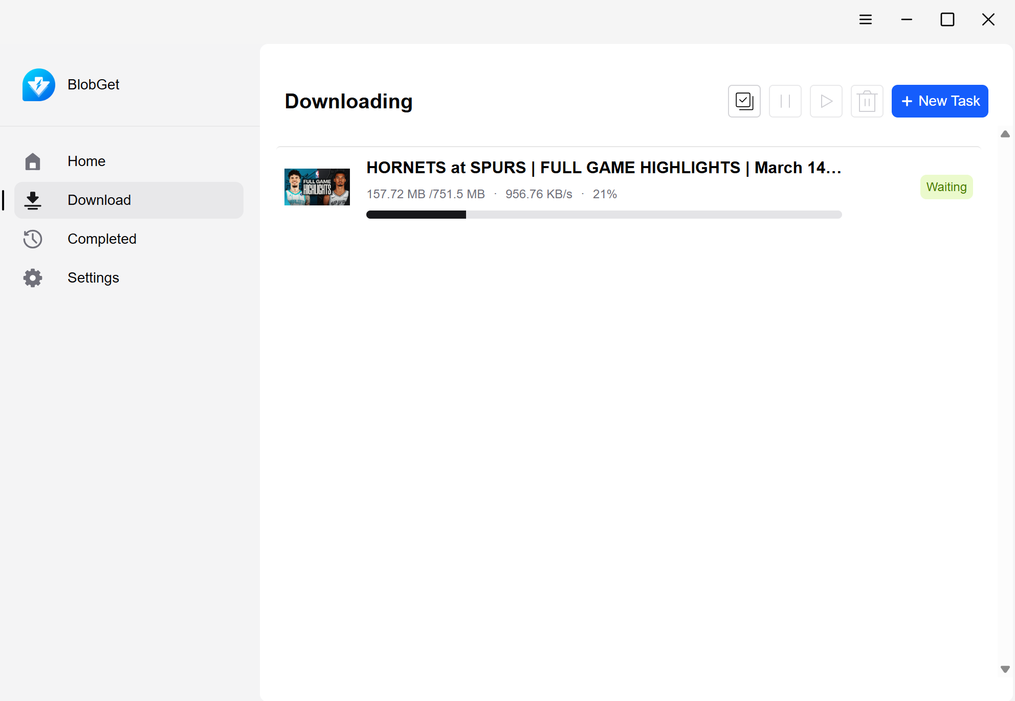 BlobGet downloading interface preview